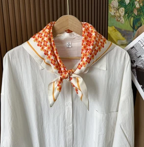 Pure 14 Momme Twill Silk Wrap Scarf Bandanna Floral Print Square Shawl 68X68cm - Picture 1 of 30