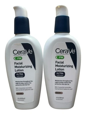 Lot of 2 CeraVe PM Facial Moisturizing Lotion - Ultra Lightweight - 2 x 3 oz - Image 1 of 2