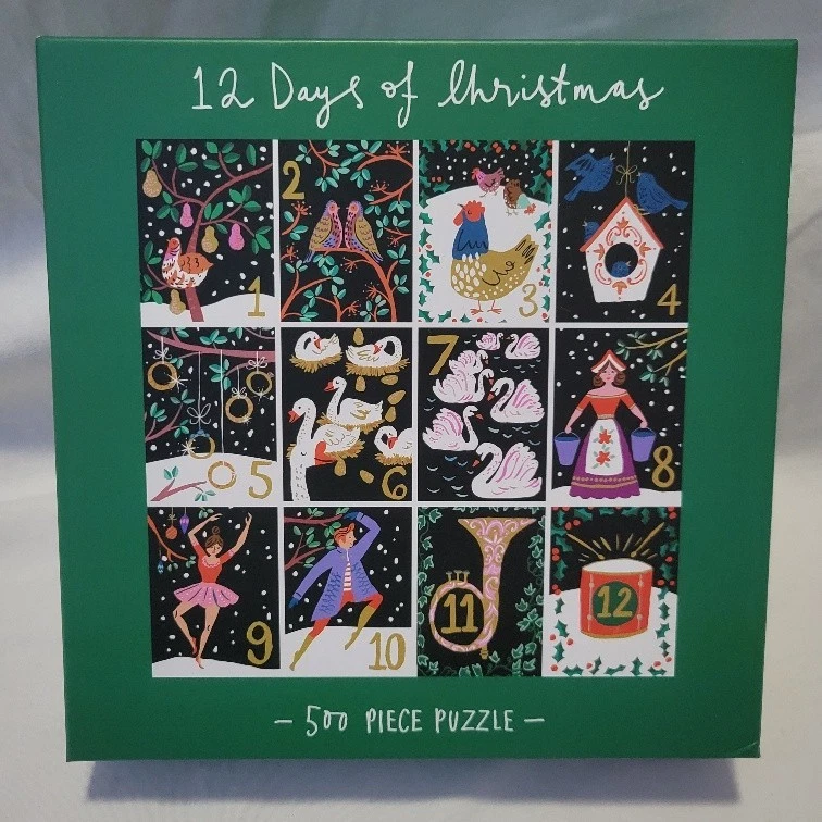 Galison Twelve Days of Christmas 500 Piece Jig Saw Puzzle Ages 8 - Adult