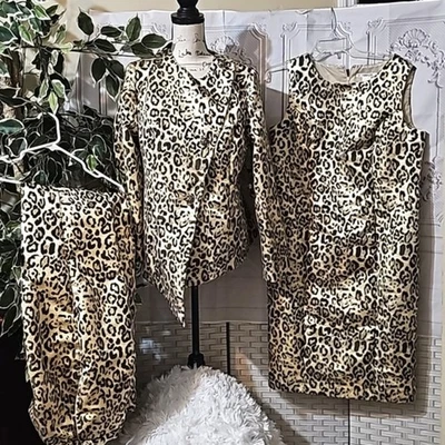 Masseys 3 piece Sateen Animal Print Suit Set NWT 12 - Image 1 of 4