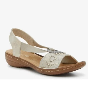 NWOB Rieker Off White Regina B9 Comfort Strap Sandal Size 41/9.5 - Picture 1 of 16