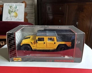 Maisto Hummer Verdeck gelb & schwarz 1:18 Diecast Neu Open Box - Bild 1 von 3