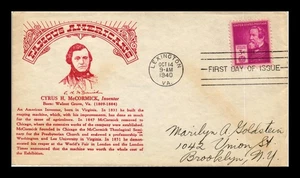 US COVER CYRUS H MCCORMICK FAMOUS AMERICANS FDC SCOTT 891 THERMOGRAPHED CACHET - Picture 1 of 2