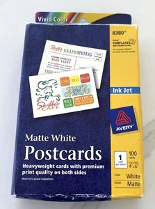 Avery Tintenstrahl Postkarte 8380 matt weiß 100 Karten 4" x 6" NEU - Bild 1 von 2