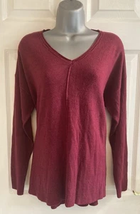 Red Wine Studio V-neck Top With Long Sleeves Size 12-14 - Picture 1 of 7