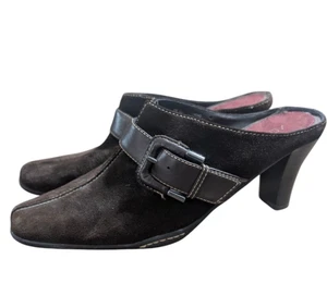 Aerosoles Quatro Cincho Womens Brown Leather Suede Mule Heel Shoe Size 8M - Picture 1 of 9