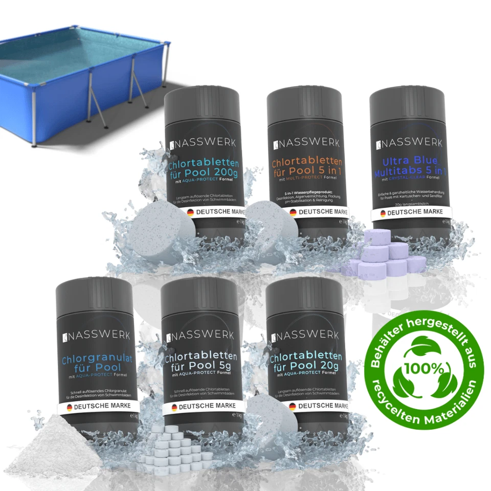 Poolchemie Chlor-Granulat Chlortabletten 5 in 1 für Whirl-Pool Multitabs 1-10kg - Bild 1 von 1