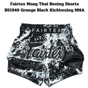 Fairtex  BS 1949 Grunge Black Muay Thai Shorts Boxing MMA Kickboxing Gym - Picture 1 of 5