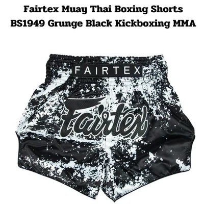 Fairtex  BS 1949 Grunge Black Muay Thai Shorts Boxing MMA Kickboxing Gym - Image 1 of 4