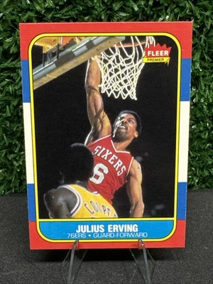 1986 Fleer Basketball Set Break Card #31 Julius “Dr. J” Erving 76ers HIGH GRADE - Image 1 of 4