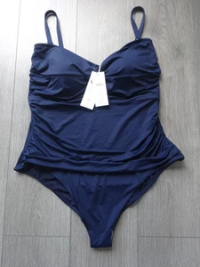 M&S MARKS & SPENCER NAVY BLUE MAGIC SHAPING SWIMMING COSTUME UK SIZE 24 REG - Picture 1 of 7