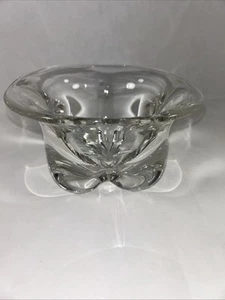Orrefors Crystal Rose Bowl Vase Edward Hald Pinched Base Heavy Clear Vintage 6” - Picture 1 of 7