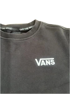 VANS Boys Crewneck Jumper Black Logo Chequered Size Large - Picture 1 of 8