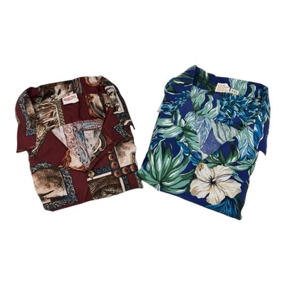 Vintge Barefoot in Paradise Men's Hawaiian 5X Floral Surfing SS Shirt Lot of 2 - Image 1 of 4