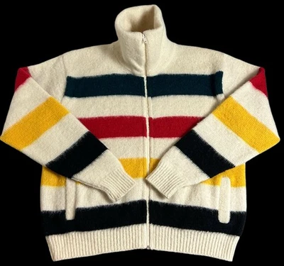 Vintage L.L. Suéter de lana BEAN para mujer XL Hudson Bay Point chaqueta a rayas EE. UU. Foto 1 de 4