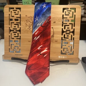 J. GARCIA Necktie 4th of July Patriotic Red Blue Limited #56 NEW YORK AT NIGHT - Picture 1 of 5