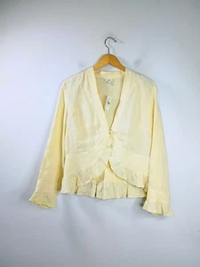 NEW J. Jill Linen Tie-Front Jacket Topper Medium Sunlight Yellow - Picture 1 of 6