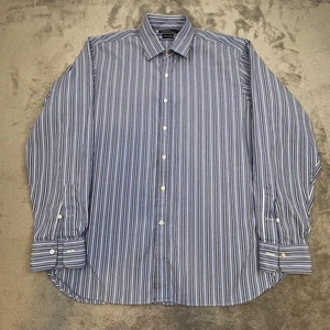 Polo Ralph Lauren Hemd Herren 17 1/2 blau gestreift Knopfleiste Kleid Made in Italy - Bild 1 von 12