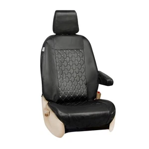 SINGLE FORD TRANSIT VAN 14 ON TAILORED VAN DRIVER SEAT COVER QUILTED LEATHER - Picture 1 of 2