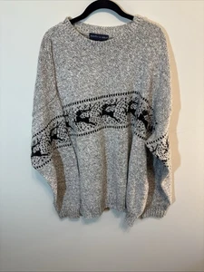 Northern Isles Mens Wool Blend Sweater Size XXL Gray Black Vintage Reindeer - Picture 1 of 6