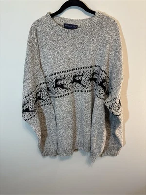 Suéter Northern Isles Para Hombres Mezcla de Lana Talla XXL Gris Negro Vintage Reno Foto 1 de 4