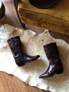 Stivali El Dorado uomo taglia 8,5 D pelle ciliegia nera western cowboy stufa 9133 - Foto 1 di 18