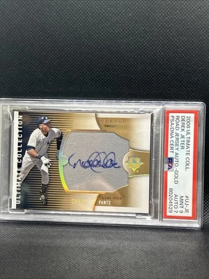 2008 Ultimate Collection Derek Jeter Road Jersey Auto Gold 23/25 PSA 9 MINT - Image 1 of 4