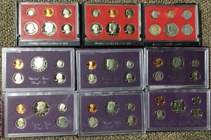 Lot (9) US Mint Proof Sets 81(2), 82, 84, 85, 86(2), 87, 91 alle OGP - Bild 1 von 5