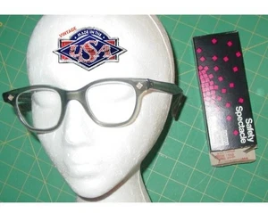 Gafas de seguridad vintage Bouton 46 mm lentes transparentes monturas clásicas con borde de cuerno NOS EE. UU. - Imagen 1 de 24