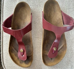 BIRKENSTOCK Sandals Thong Gizeh Rare Cherry Brown Patent Leather EU 40 - Picture 1 of 6