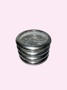 Juego de 4 posavasos de vidrio vintage tono plata diseño borde acanalado - Imagen 1 de 4