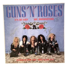 Disco de vinilo firmado por Guns N Roses X2 Mckagan Adler It’s So Easy Mr Brownstone - Imagen 1 de 5