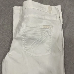 7 For All Mankind Damen Dojo Flare Leg Mid Rise Jeans Stretch weiß 30 mit Fehler - Bild 1 von 11
