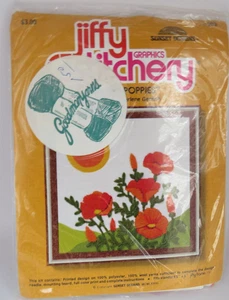 Jiffy Stitchery Poppies Landscape Sunset Designs 1976 Kit New Yarn is OLD - Picture 1 of 3
