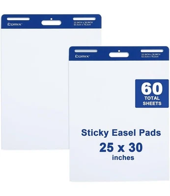 SHENZHEN COMIX GROUP CO., LTD. Comix Sticky Easel Pad, 25 X 30 Inches Flip Chart Paper for Teachers, Large Self