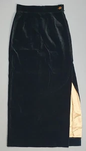 Vivienne Westwood Velour Skirt Size 40 - UK 8 Black Split High Waisted Long - Picture 1 of 6