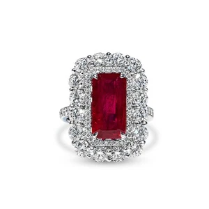 Natural Red Ruby Ring 8.14 Ct. Octagonal Shape Solid Gold GRS Certified - Picture 1 of 3