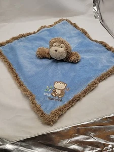 Baby Starter blau braun Little Monkey Lovey Sicherheitsdecke Rassel Fransen - Bild 1 von 14