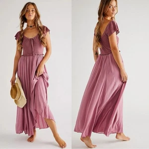 Vestido midi Free People Eloise rosa jaspeado talla mediana delicado pradera occidental - Imagen 1 de 14