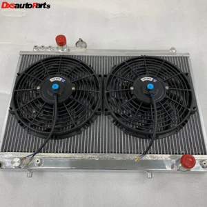 Radiador de aluminio Fit 86-92 TY Supra JZA70 rendimiento manual carreras con ventilador de 12" - Imagen 1 de 11
