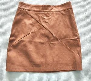 Caramel Faux Leather Mini Skirt AVA Size 8 Cute :-) - Picture 1 of 3