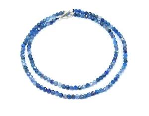 Pietre Cristalloterapia Collana IN Cianite Sfaccettato Forma a Sfera Ø-3 MM 925 - Foto 1 di 3
