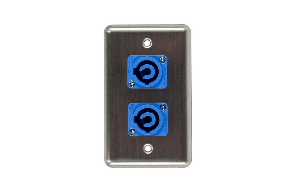 Placa de pared dúplex de acero inoxidable OSP con 2 conectores Powercon A azul Foto 1 de 1