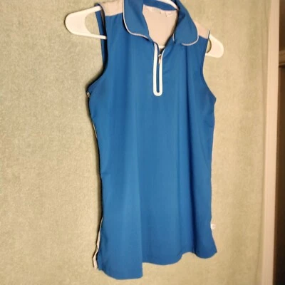 Camiseta sin mangas para mujer Lady Hagen talla XS azul blanco bloques de colores sin mangas cremallera Foto 1 de 4