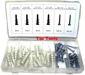 60 Stck. Kunststoff Trockenbau Anker Sortiment selbstbohrende Anker mit Schraube Kit Set - Bild 1 von 2