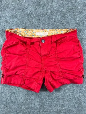 无边界短裤女式 27 青少年 3 红色斜纹布袖口口袋休闲 — 第 1/4 张图片