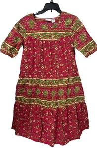 The Vermont Country Store M Women's Floral Print Short Sleeve Midi Dress Mumu - Picture 1 of 3