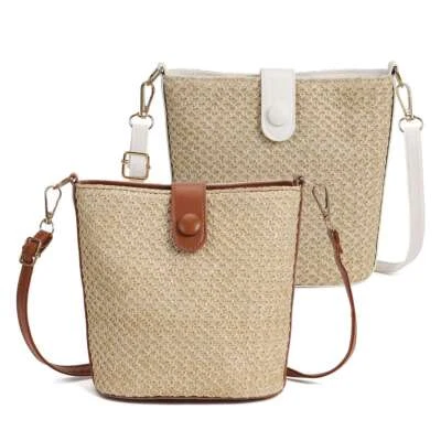 Women Handbag Rattan Straw Bag Shoulder Beach Woven Purse Tote Summer Crossbody - Image 1 of 4