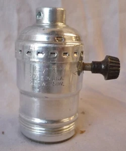 Lamp Socket Leviton 3 way Turn Knob Aluminum DECO Mid Century (per ea) - Picture 1 of 2