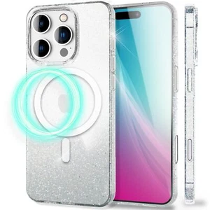 Funda para IPHONE 16 PRO MAX para MagSafe - Diamante Brillo Cover Anillo Magnético Transparente - Imagen 1 de 7